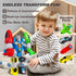 SOMMER 5-in-1 Magnetic Vehicles Toy Playset, Mix and Match STEM Stacking Assembling Car Kit with Storage Box for Kids
