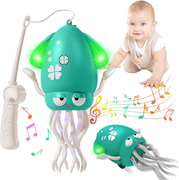 Plnmlls Dancing Octopus Toy,Tummy Time Toys,with Music and LED Light,Built-in Rechargeable Battery