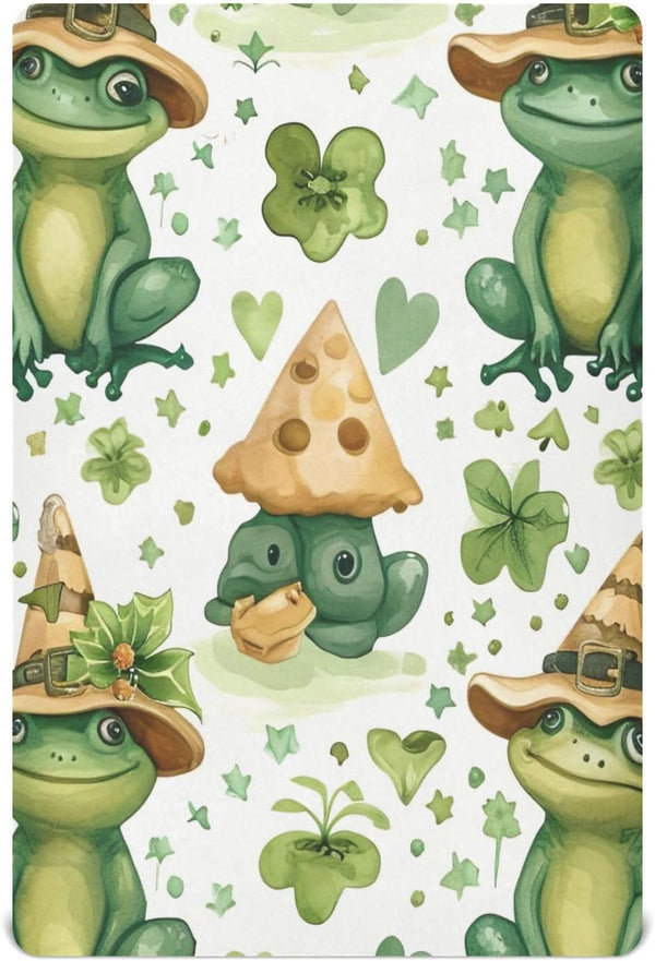 Haskirky Cute Frogs Baby Crib Sheets for Boys Girls Soft Breathable Elasticity Fitted