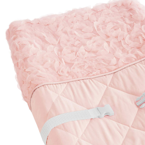 Sweet Jojo Designs Pink Floral Rose Girl Baby Nursery Changing Pad Cover - Solid Light Blush Flower Luxurious Elegant