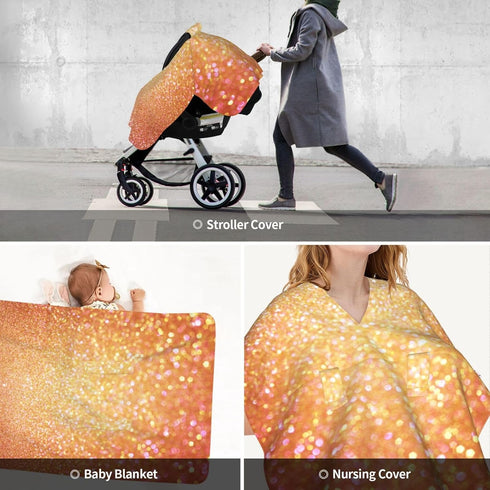 Zhbvncp Gold Orange Lights Baby Car Seat Cover & Breastfeeding Nursing Cover - Breathable Stretch Fabric Multi-Use