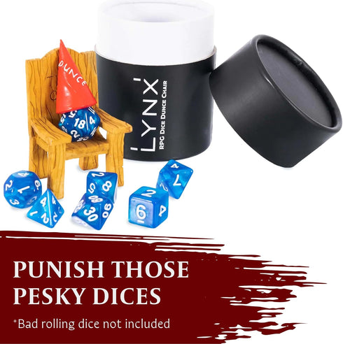 LYNX DND Dice Jail - Time Out Chair & Dunce Hat Punish Your Bad Accessories/Gift for Dungeons and Dragons, Works with
