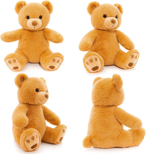 12 inches WEIGEDU Fluffy Teddy Bear Stuffed Animals Plush Toys with Lattice Tie for Kids Babies Birthday Bedtime