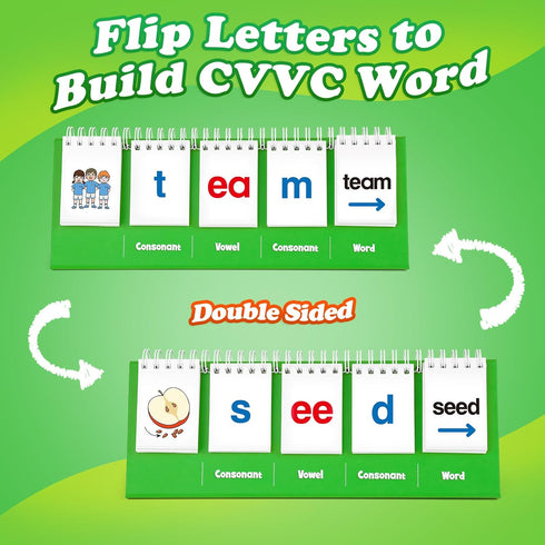CVVC Phonics Word Games Flash Cards for Preschool Kindergarten, Learn to Read, Spelling Educational Toy Supplies