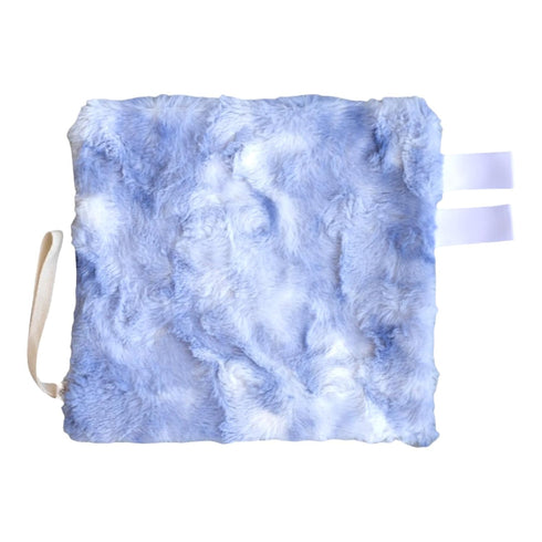 Handmade Plush Mini Blanket Pacifier Holder - True Blue Marble & Satin