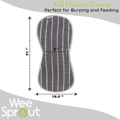 WeeSprout Unisex Organic Cotton Burp Cloths Set of 4, Ultra-Absorbent Layers, Button Transforms into Baby Bib, Machine