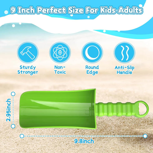 9" Set, Upgrade Beach Sand Shovels Scooping Toys Beach Spade with Anti Slip Handle, Garden Tool For Kids Adults