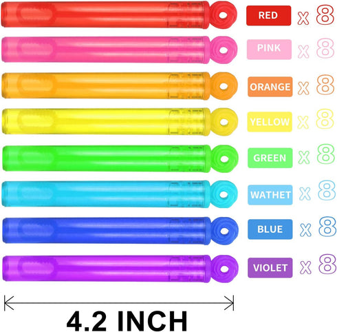 Bubble Wands Party Favors - Pack of 64 Mini Neon Bubble Wands, Non-Toxic Kids’ Bath Toy