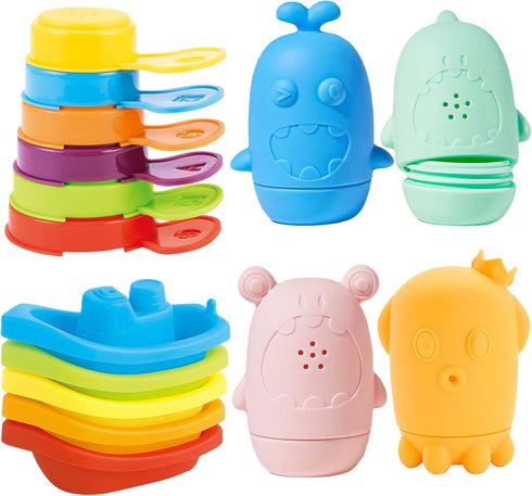 Baby Bath Toys for Toddlers, 15 PCS Mold Free Bathtub Water Play