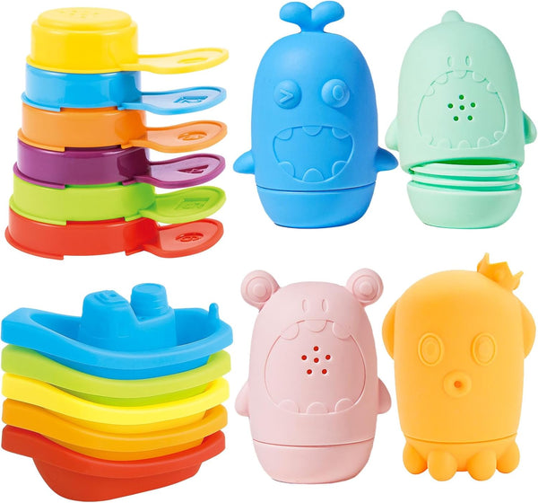 Baby Bath Toys for Toddlers, 15 PCS Mold Free Bathtub Water Play