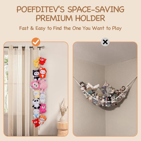Poefditev 20 Stuffed Animal Storage Chain Boho Room Decor, Hanging Stuffed Animal Holder with Metal Clips, Macrame