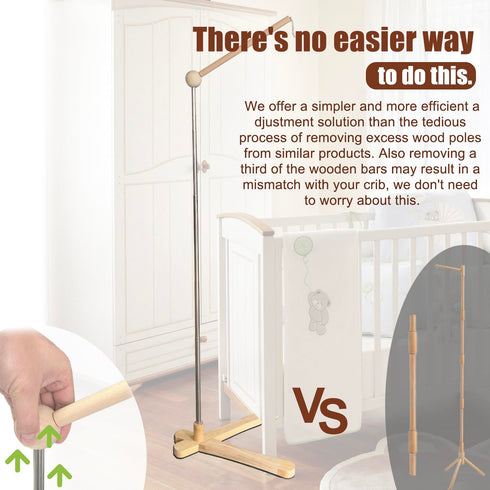 Tuiiopoli 100% Crib Mobile Wooden Arm, Standing Hanger Suitable for All Cribs Natural Larch Hanger Nusery Decor Baby