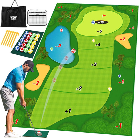 TOY Life Chipping Golf Game Mat, Indoor Outdoor Games for Kids & Family, Backyard Golf Set