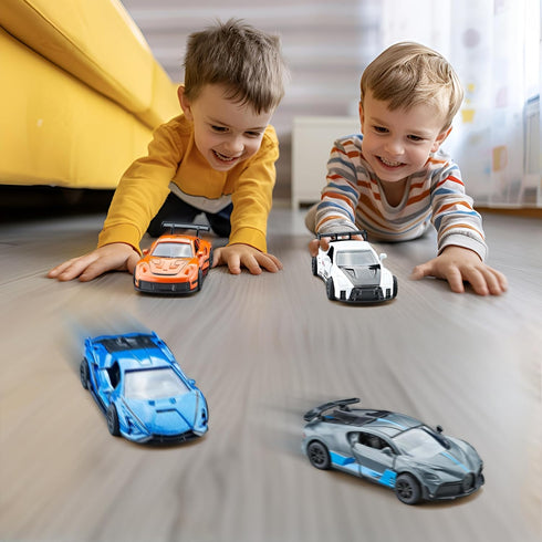 Racing Cars Toy Vehicles Set, Die Cast Metal Cars with Pull Back & Openable Doors for Toddlers
