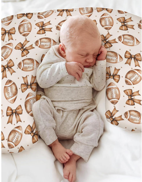 Vintage Football Bows Nursing Pillow Covers for Boy Girl American Football Game Nursery Feeding Pillowcase