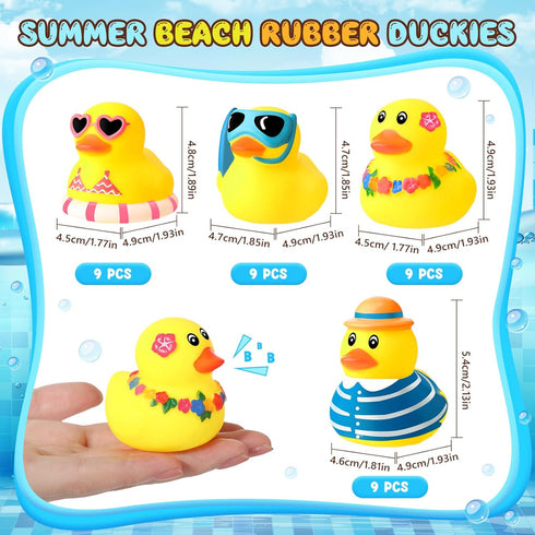 Honoson 72 Summer Summer Pcs Beach Rubber Duckies Bulk Mini Rubber Duck Bath Toys Float Bathtub Ducky Cute Squeaky