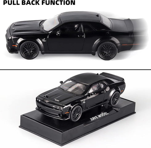 Toy Cars for Kids 1/32 Challenger Hellcat Die Cast Metal Toy Cars, Pull Back Hellcat Car with Light and Music