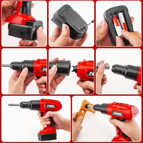 PANPAPA SetToy Set 3 3-5 Electric Power Kids Drill and Screw Drill Include Interchange dirll bits with Realistic Sound
