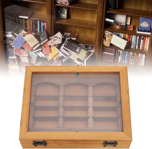 Miniature Book Boxes Display Case Cabinet Anxiety Relief Books Shaking Bookshelf Toy for Living Room Desk Ornament