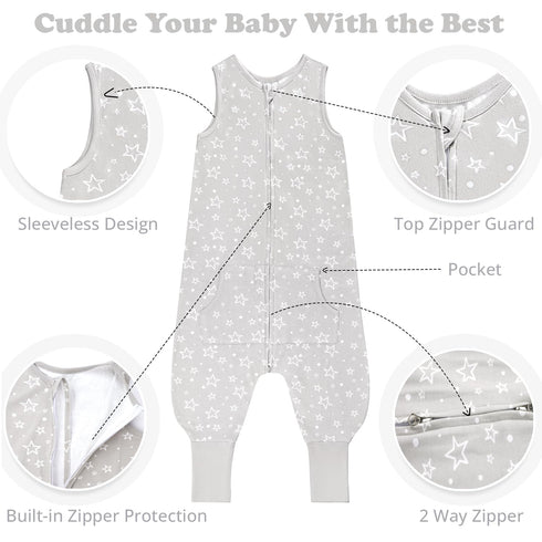 Baby Sleep Sack 3t-4t, 0.5 TOG Wearable Blanket, Toddler Baby Sleep Sack with Feet, Stars