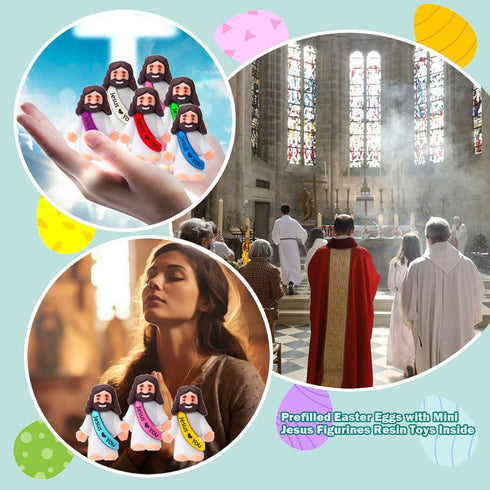 24 Pcs Jesus Toys Mini Rubber Little Jesus Figurine to Hide and Seek Religious Sunday School Gifts for Kids Girls Boys