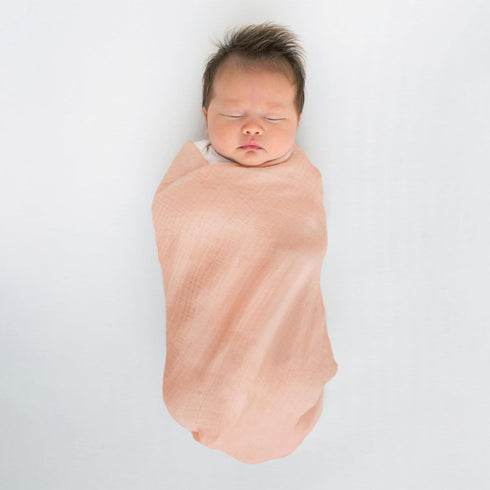 SwaddleDesigns Cotton Muslin Swaddle Blanket, Receiving Blanket for Baby Boys & Girls, 46x46 Inches, Peach Blush