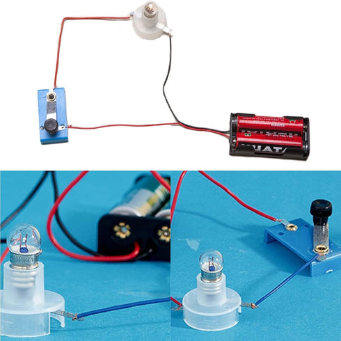 1PC Circuit Material Electrical Experiment Kit, Basic Physics Science Playset with Small Bulb Lights Up