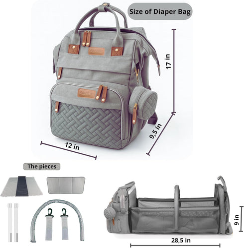 Backpack Backpack, Baby Diaper Bag with Changing Station, Waterproof Diaper Bag for Mom/Dad, Baby Shower Gifts, w/USB