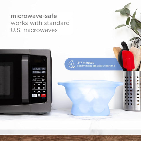 5 Ubbi Collapsible Microwave Steam Sterilizer for Baby Bottles, Breast Pump Accessories & Pacifiers, Reusable Silicone
