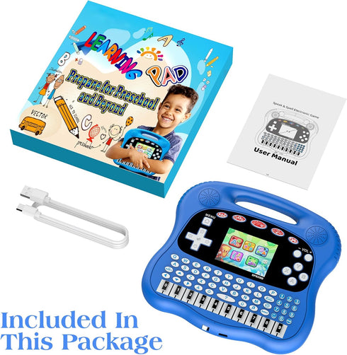 Interactive Early Learning Tablet, Educational Toys for Ages 2+, ABC's, Words, Shapes, Music, Blue