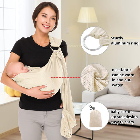 Summer Swimming CUBY Water Baby Sling Carrier Lightweight Breathable Mesh Baby Wrap Carrier Adjustable Ring Sling
