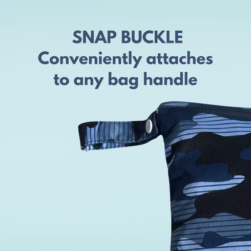 Whole Works 12.6" 14.6" Wet Bag for Gym Clothes Blue Camo - x Waterproof, Smell Proof, Machine Washable Sweat Bags