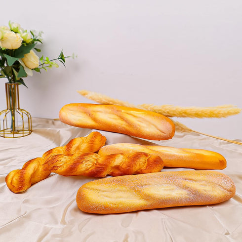 Yatinkim 5pcs Set Fake Bread Artificial French Bread for Display Faux Loaves Food Decoration Realistic Twist Baguette