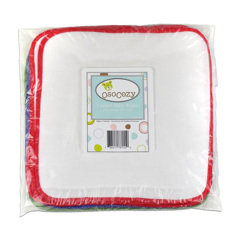 OsoCozy 100% 8 8 inches 15 Packs Bleached Flannel Cloth Baby Wipes - Reusable & Washable Saves Money - Cotton - Soft