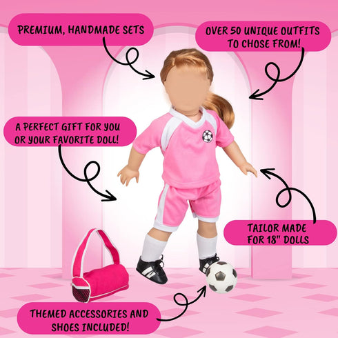 6pc Horseback Riding Outfit for 18" Dolls - Equestrian Set with Clothes & Accessories