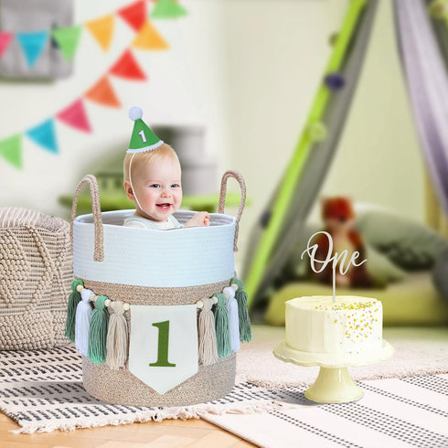 Lymxbchg 1st High Chair Banner First Birthday Decorations for Boy, Wood Bead Tassel Garland Banner for Baby Party
