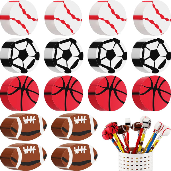 32 Pieces Sport Erasers for Basketball, Soccer, Football, Baseball - Fun Kids Sports Ball Erasers for Party Favors