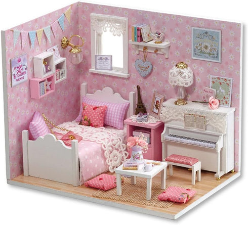 Flever DIY Miniature House Kit with LED Light, Tiny Home Build Craft Kits for Adults and Teens (Sunny Princess)