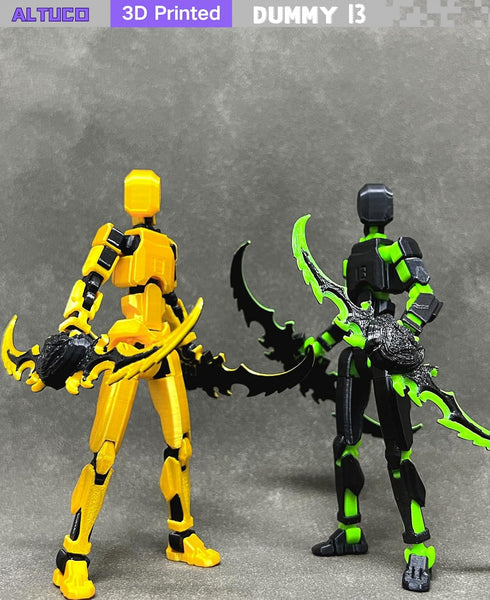 Pre Assembled Gold T13 Action Figure with Multiple Accessories, 3D Printed Multi-Jointed Titan 13 Decorative Toy