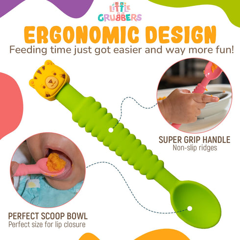 3-in-1 6+ Silicone Baby Spoon Self Feeding Months - Pediatric OT Designed Teether Spoon, BPA Free Toddler Utensils