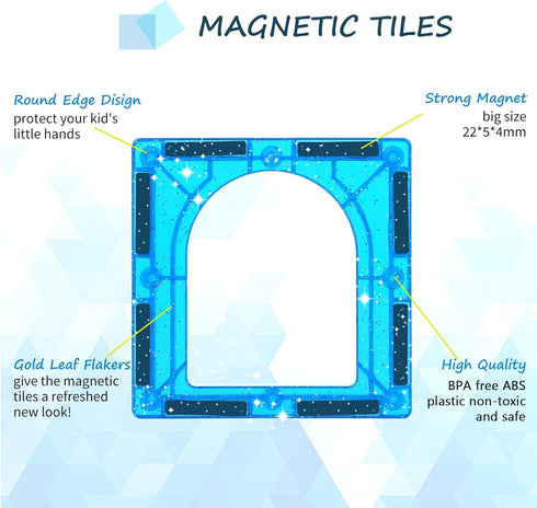 100 4-8, 3 4 5 6 7 8+ Mruikeny Pieces Magnetic Tiles for Kids Ages Glitter Magnetic Building Tiles Preschool Learning