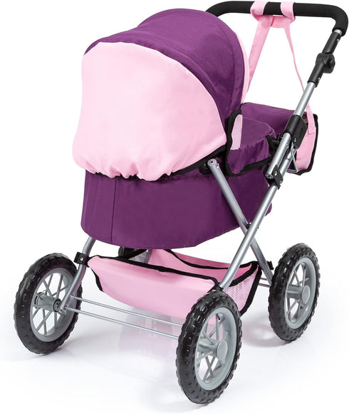 Bayer Stylish Baby Doll Pram Stroller - Purple & Pink with Adjustable Handle