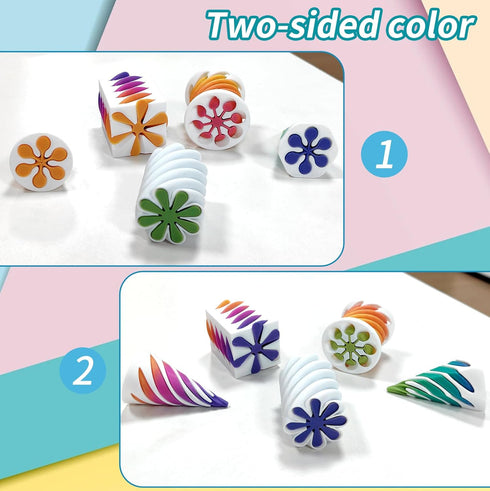 5 Pack 3D 3D Impossible Passthrough Fidget Toy, Printed Impossible Cone, Rainbow Gradient Colors with White Base