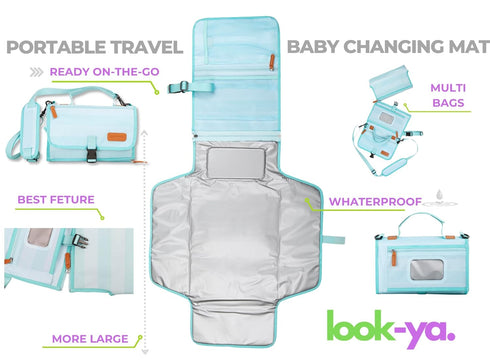 LOOK-YA Portable Diaper Changing Pad, Portable Changing pad for Newborn Girl & Boy - Baby Changing Pad with Smart Wipes