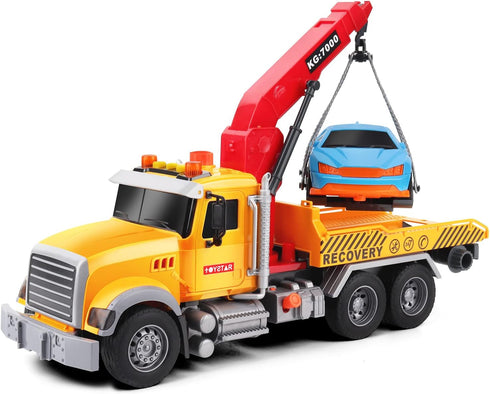 Dwi Dowellin Kids Toys for 3-7 Years Old, 15" Large Tow Truck Toy, Friction Powered Transport Truck