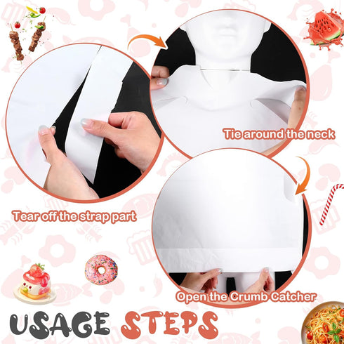 Skicuff 500 11" 15.75" Pcs Disposable Plastic Bibs Bulk for Kids x Children Eating Bibs with Crumb Catcher for Toddlers