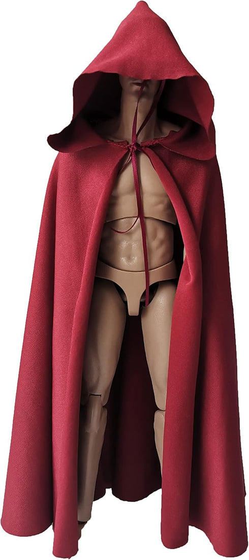 1:6 Scale Medieval Knights Soldier Cloak Gown Hooded Cape for 12" Phicen TBLeague Action Figure Clothes (Dark Red)