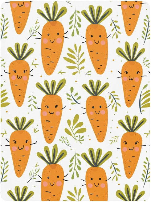 KICPOAY 52x28 Cute Carrots Leaves Toddler Bed Crib Sheets Baby Crib Sheets Cover for Soft Mini Crib Mattress