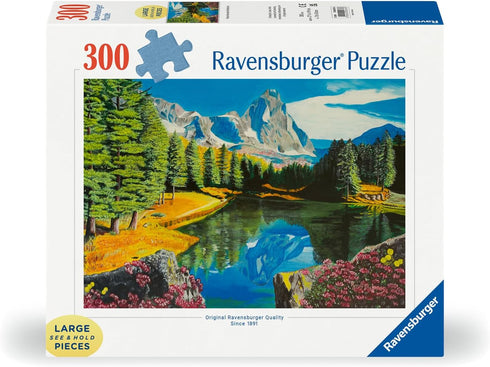 Ravensburger Rocky Mountain Reflections 300 Large Format Jigsaw Puzzle for Adults - 12000873 - Easy to See & Easy to Hold Large Pieces Fit Together Perfectly