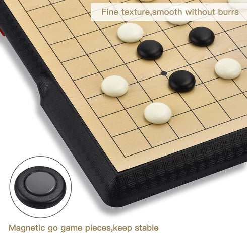 19x19 Go Board Game Set with Large Folding Travel Board (11.3-Inch) and Magnetic Plastic Stones